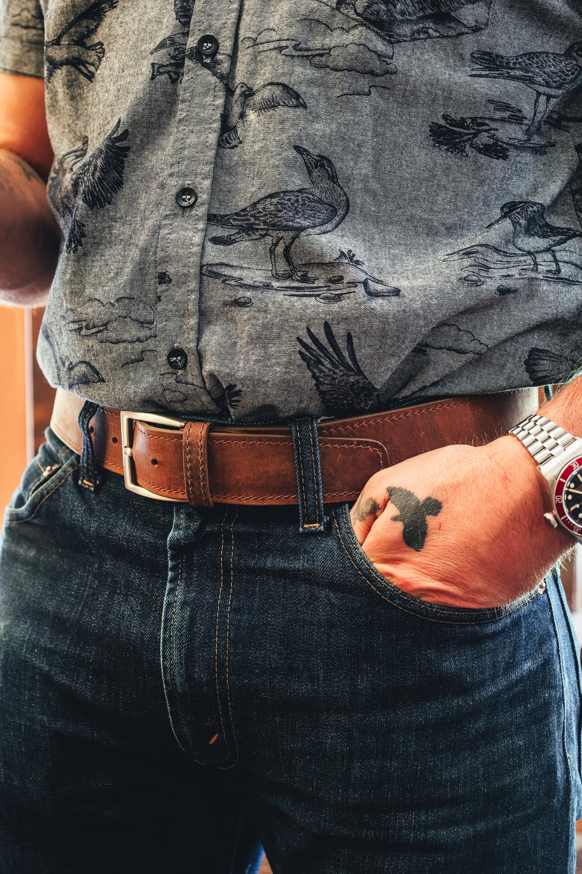 Roman Leather Belt Pecan #color_pecan
