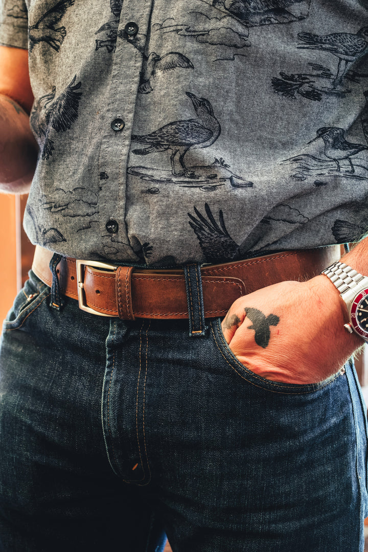 Roman Leather Belt Pecan #color_pecan