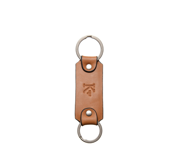 Tan Leather Double Loop Key Chain #color_tan