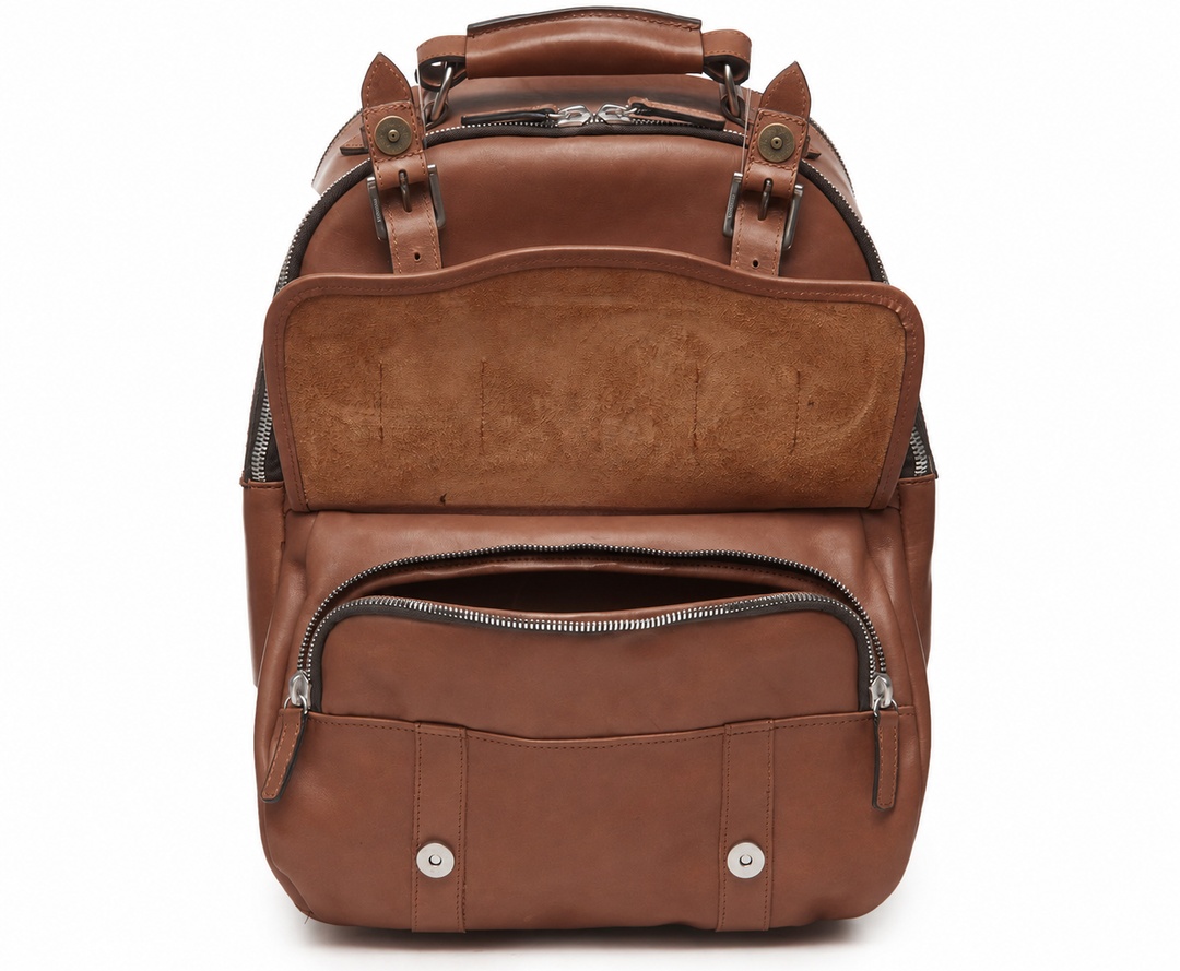 Brown Hover Classic Leather Backpack #color_brown