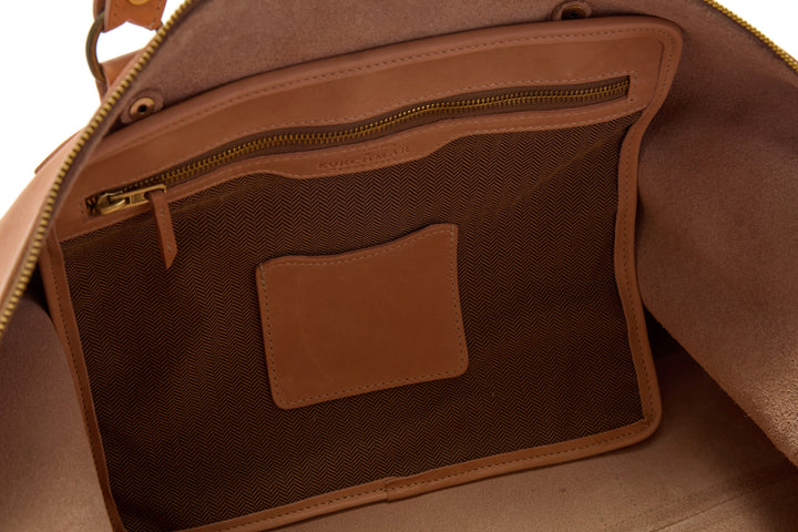 Taft Horween Essex leather weekender Made in USA and handcrafted in Naples Florida