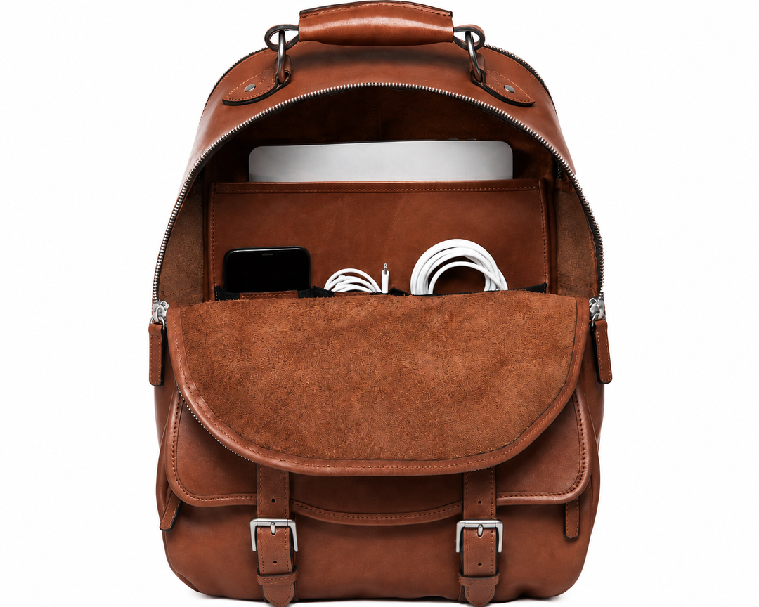 Brown Hover Classic Leather Backpack #color_brown