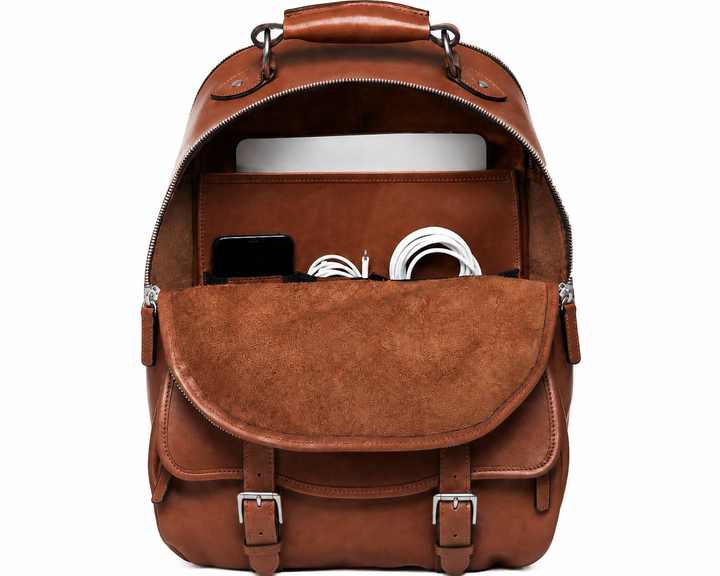 Brown Hover Classic Leather Backpack #color_brown
