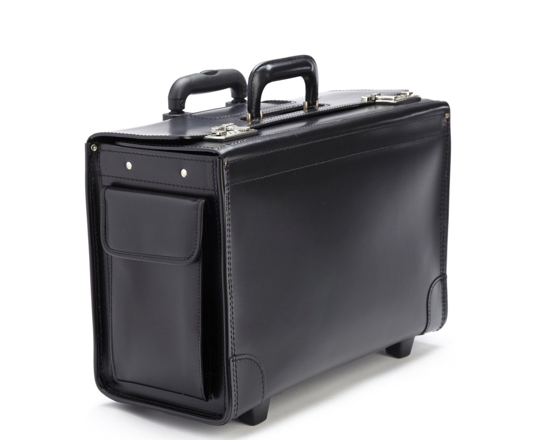The Litigator - Black Leather Wheeled Catalog Case | Fits 17