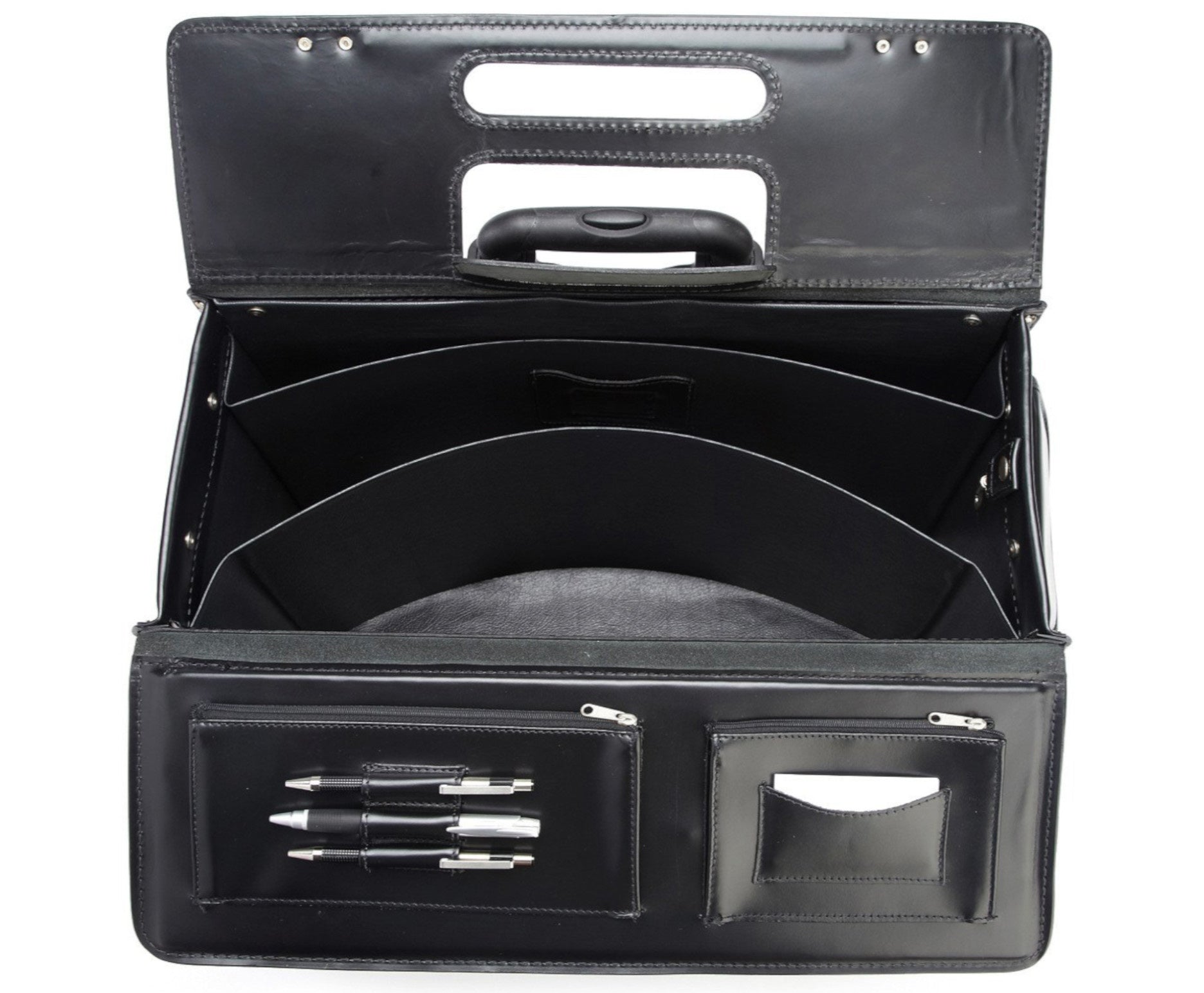The Litigator - Black Leather Wheeled Catalog Case | Fits 17