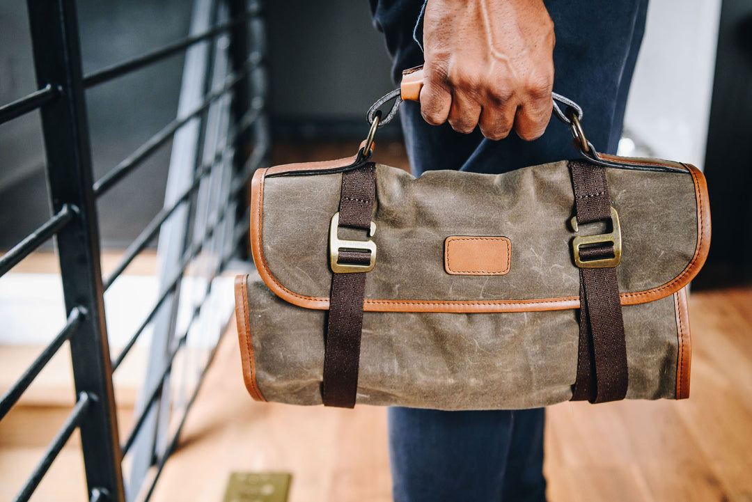 handmade leather travel bag