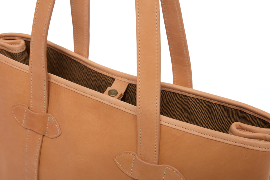Anita Horween Essex leather tote Made in USA and handcrafted in Naples Florida