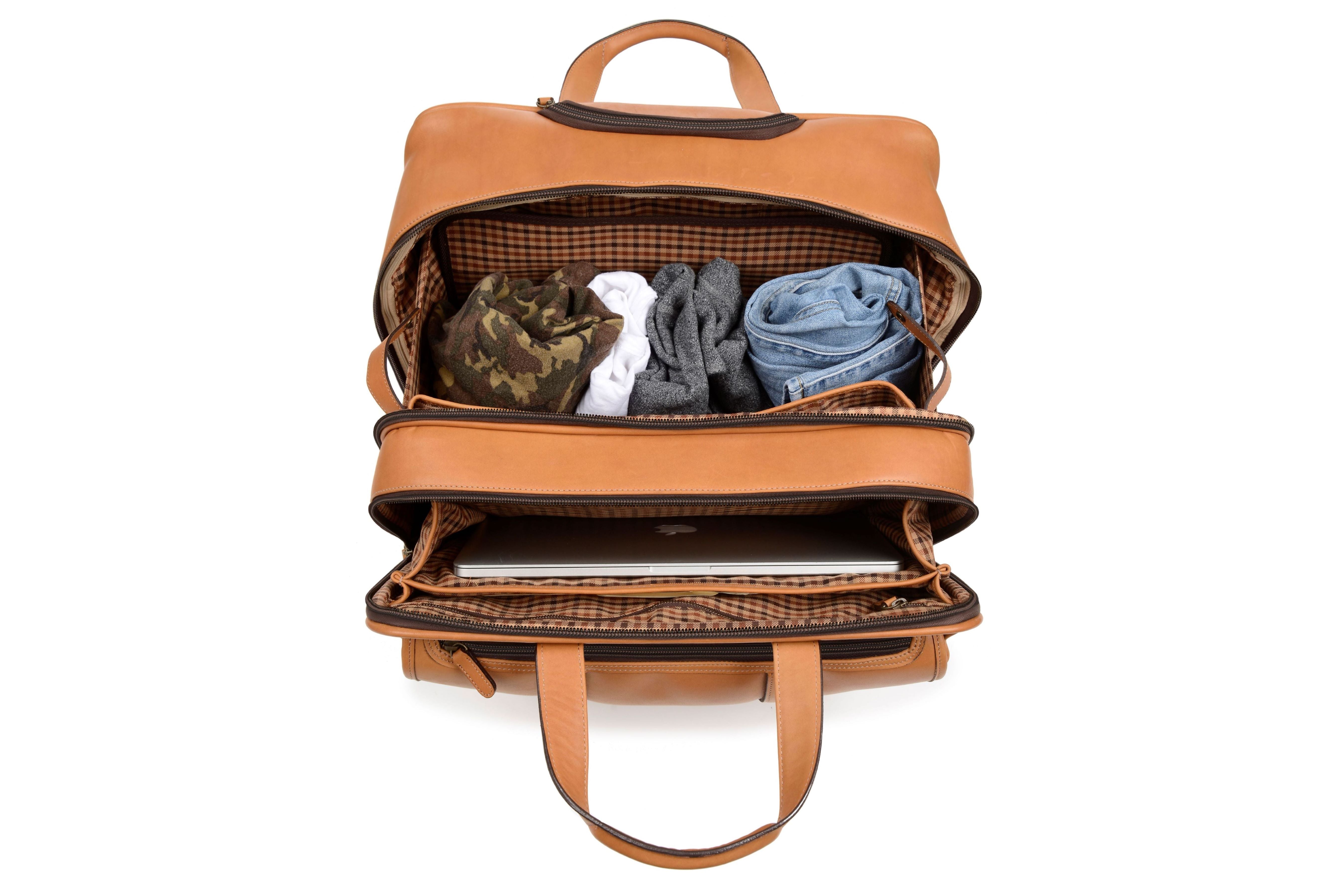 The Kenton - Full Grain Leather Travel Rolling Bag | Fits 15