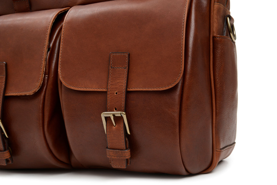 Chocolate Hover Leather Laptop Briefcase #color_chocolate