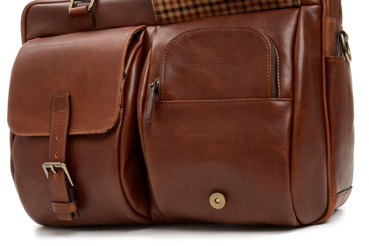 Chocolate Hover Leather Laptop Briefcase #color_chocolate