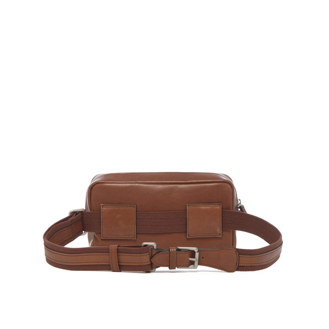 Mercer Leather Sling in Brown back view with removable adjustable strap