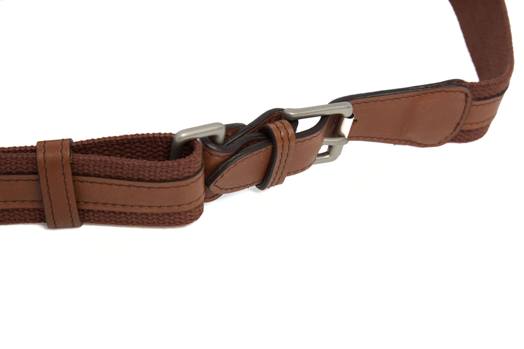 Mercer Leather Sling in Brown removable strap with antiqued solid brass hardware