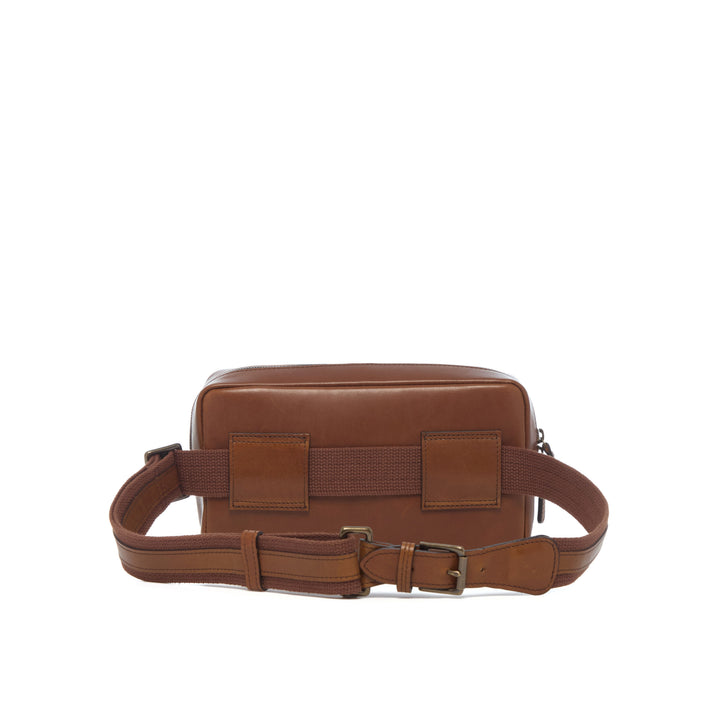 Mercer Leather Sling in Espresso back view with removable adjustable strap