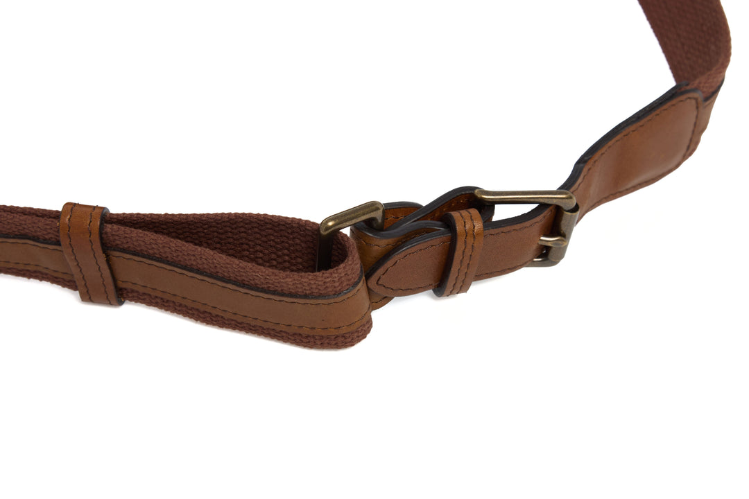 Mercer Leather Sling in Espresso removable strap with antiqued solid brass hardware
