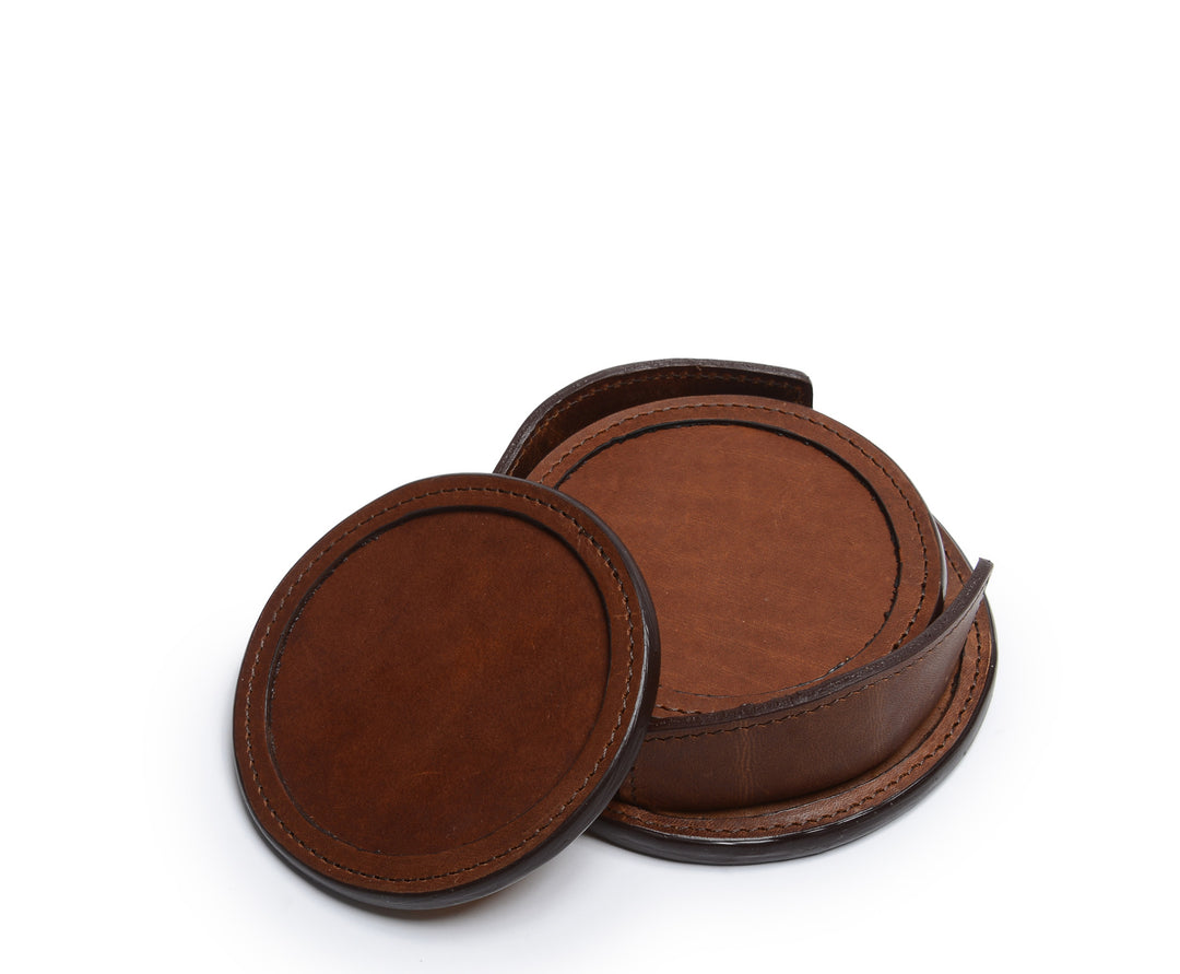 Espresso Hover Leather Coasters  #color_espresso