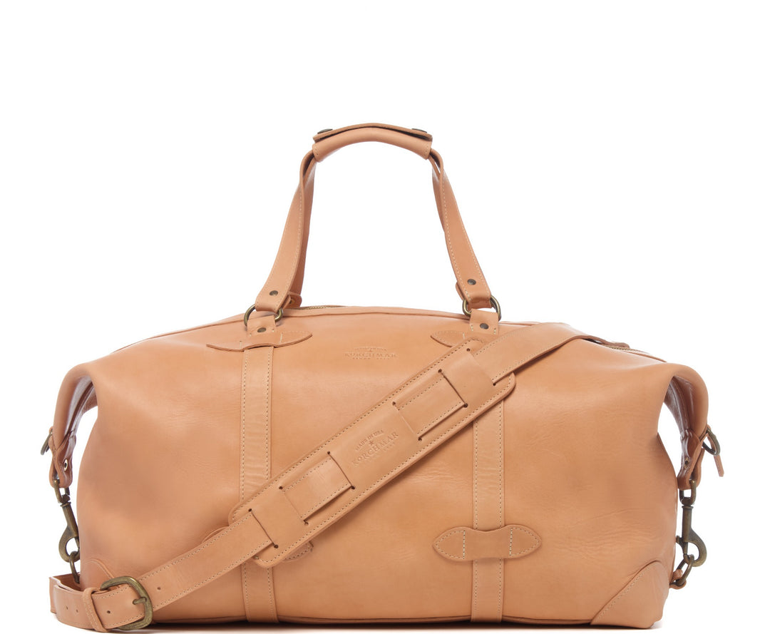Taft Horween Essex leather weekender Made in USA and handcrafted in Naples Florida