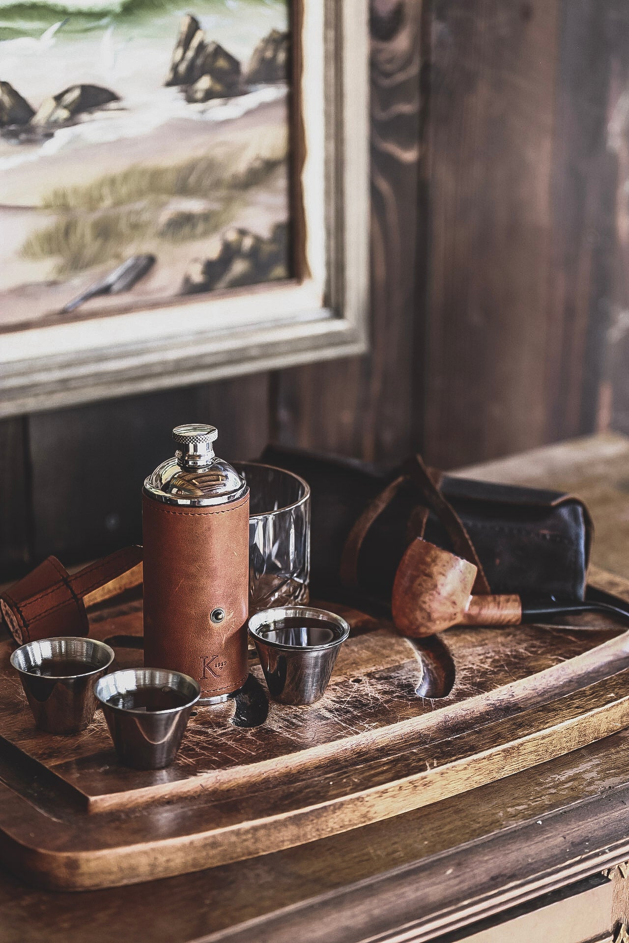 The Radcliff Leather Bottle Flask by Korchmar