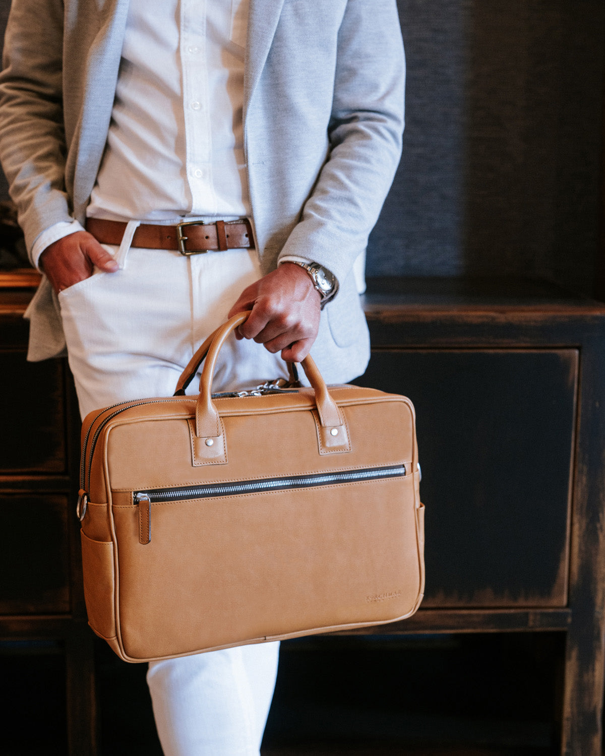 Korchmar - Full Grain Leather Briefcase | Fits Most 15