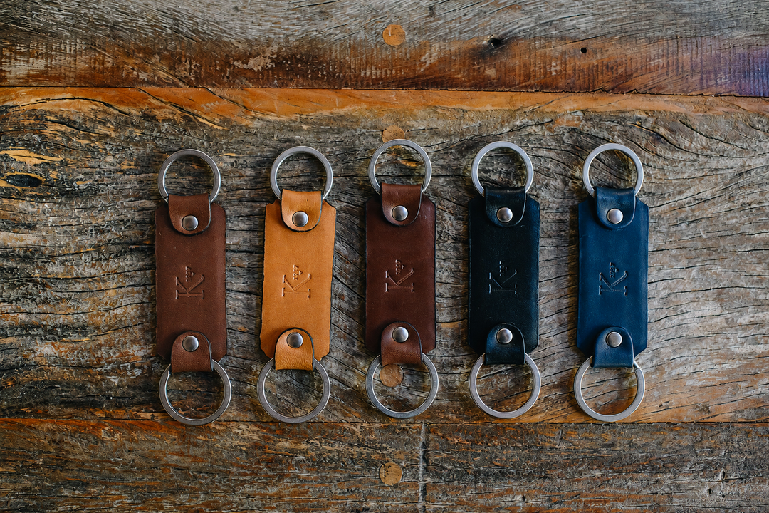 Full grain mill dyed American leather Steel key rings #color_all