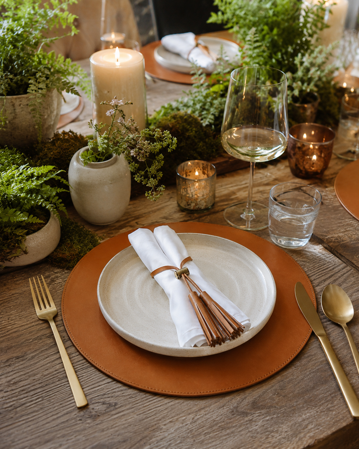 Nelson Leather Circular Placemat #color_tan