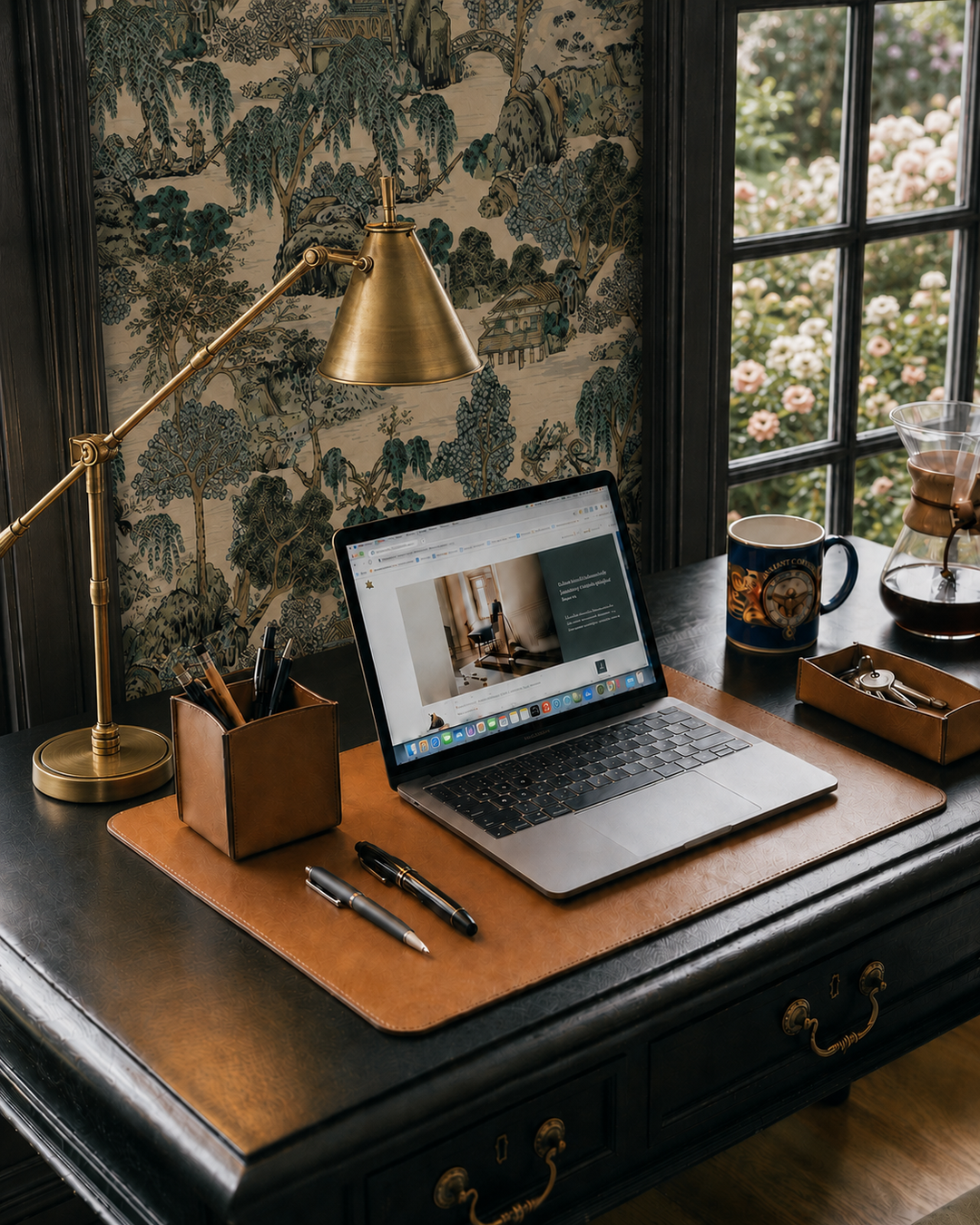 Tan Leather pencil cup A simple but elegant addition to your desk setup, the Leland leather pencil cup helps keep your pencils, pens and other small office essentials organized. The Leland is handcrafted with top-quality full-grain American leather and uses whip-stitches to help form a secure flat base. #color_tan