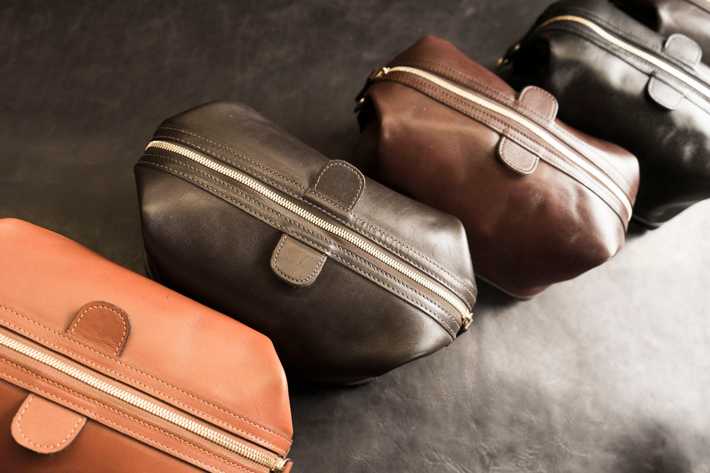 The Lux Ryder - Top Grain Leather Zipper Toiletry Dopp Kit Bag