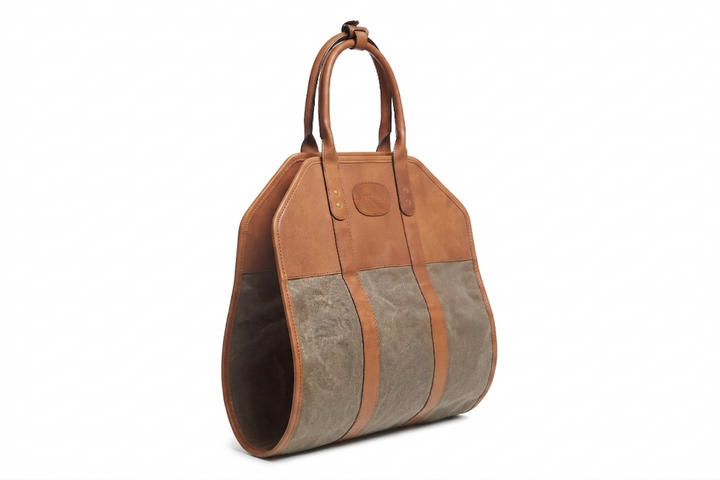 Olive Hover Waxed canvas log carrier #color_olive
