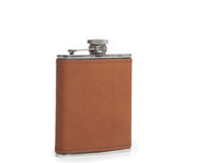 Espresso Hover Full-grain American leather 6 oz capacity Handcrafted with care in our own factory  Includes stainless steel flask funnel Dimensions: 5" L x 4.5" W