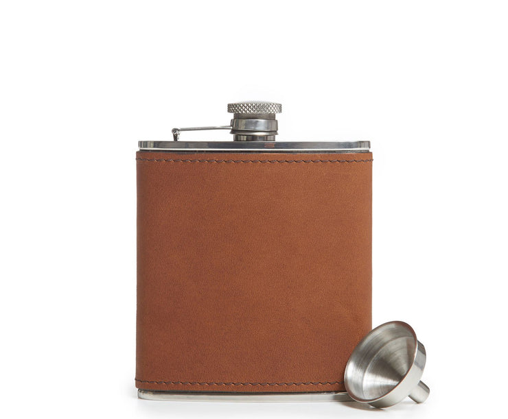 Espresso Leather hip flask