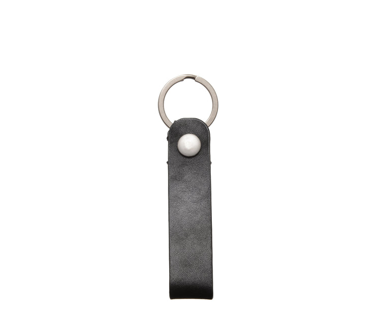 Mini LUNA - hand stitched leather keyring / ring keeper - Black