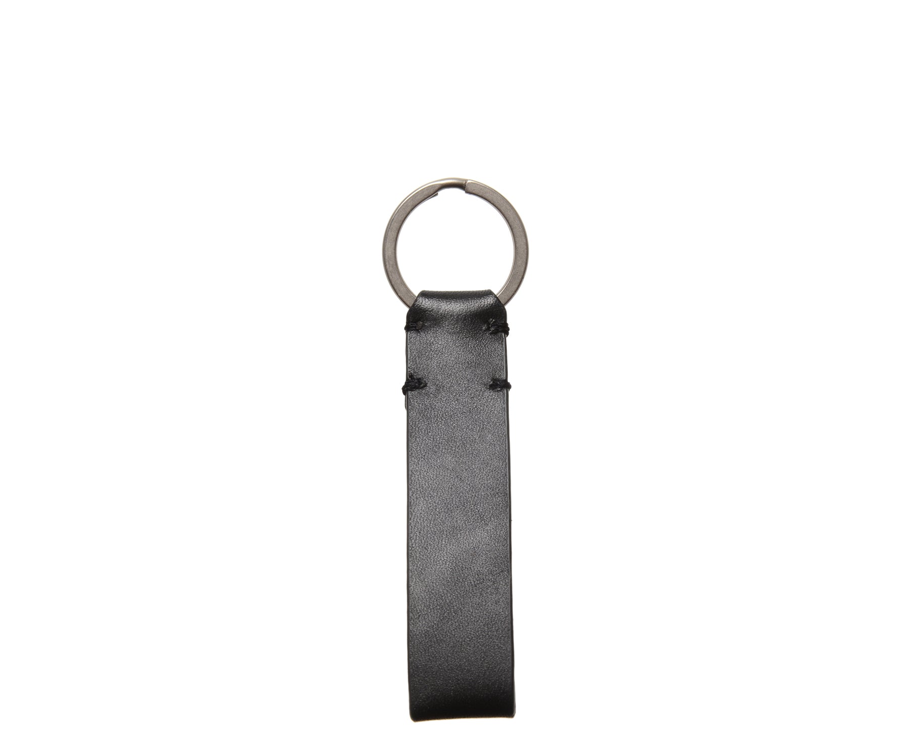 Mini LUNA - hand stitched leather keyring / ring keeper - Black