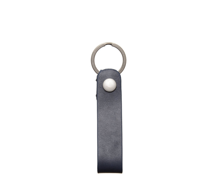Ocean Blue Full grain mill dyed American leather Steel key rings Handcrafted with care in our own factory Dimensions: 5" x 1.25"  FREE Monogramming up to 3 letters. #color_ocean-blue
