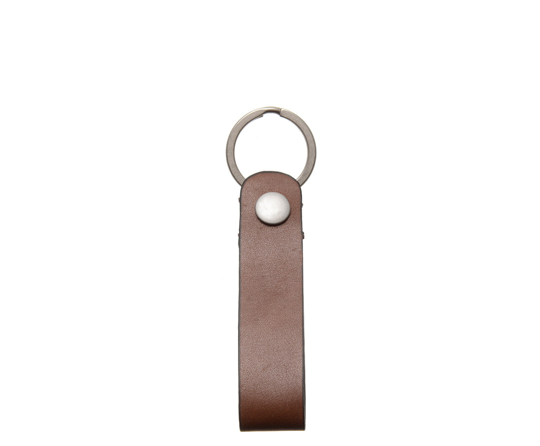 Brown Full grain mill dyed American leather Steel key rings Handcrafted with care in our own factory Dimensions: 5" x 1.25"  FREE Monogramming up to 3 letters. #color_brown