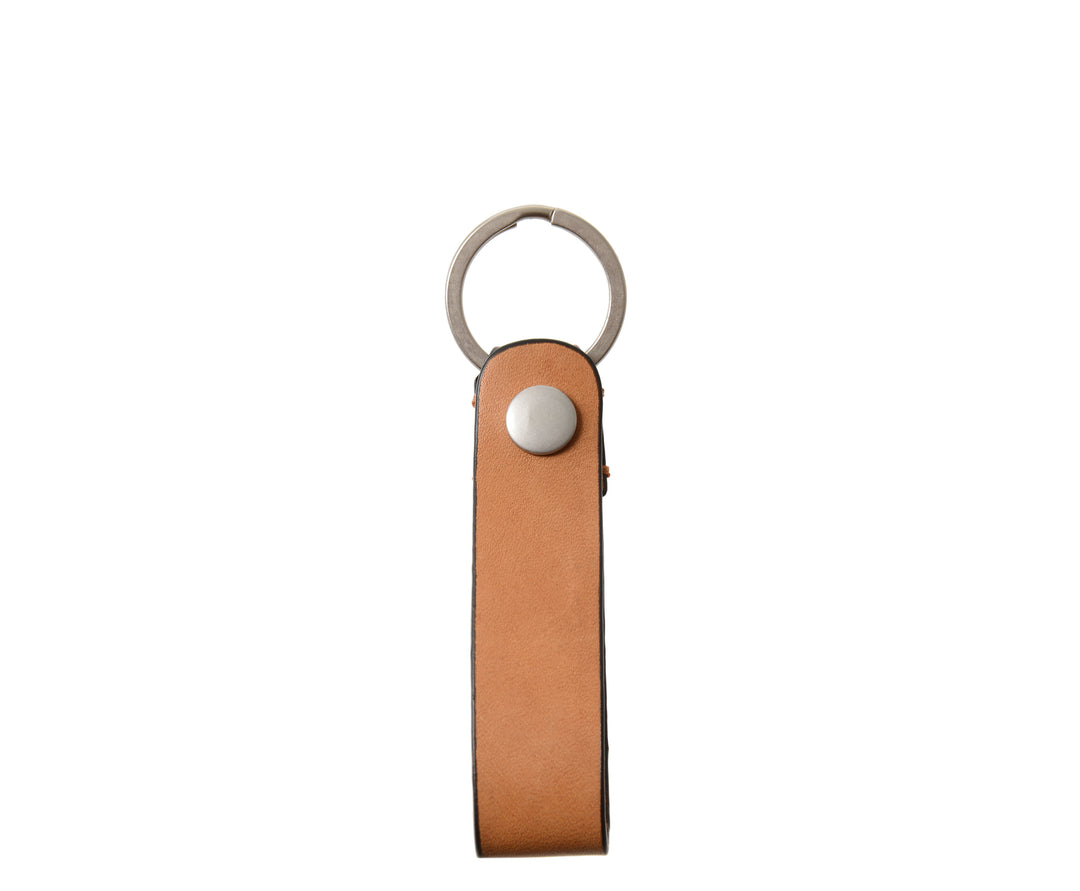 Tan Full grain mill dyed American leather Steel key rings Handcrafted with care in our own factory Dimensions: 5" x 1.25"  FREE Monogramming up to 3 letters. #color_tan