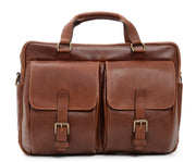 The Barton By Korchmar - Full Grain Chocolate Leather Laptop Briefcase