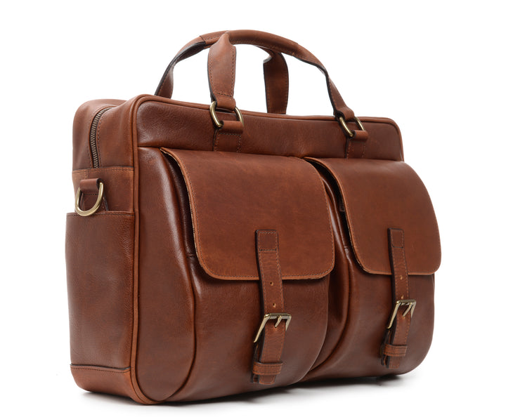 Chocolate Hover Leather Laptop Briefcase #color_chocolate