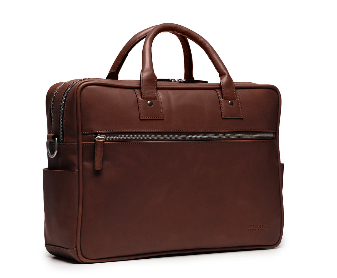 Brown Hover 15" Leather Laptop Briefcase #color_brown