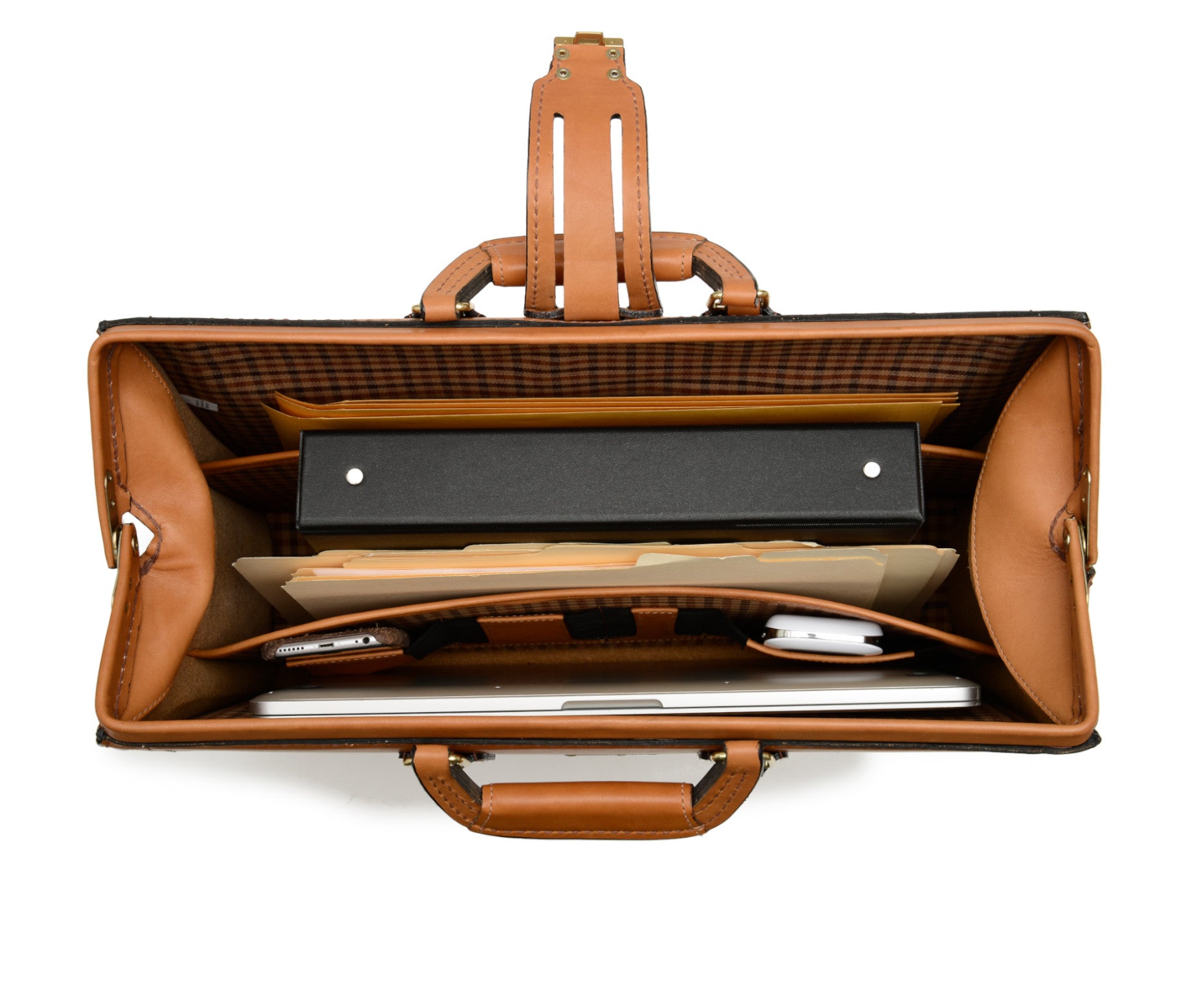 The Churchill Handcrafted Classic Leather Briefcase - Fits 17