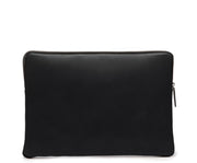 Black Full grain American leather Padded construction designed to protect most 14" laptops and some 15" Lined interior 15" Leather Laptop Sleeve Dimensions: 13.5" x 2" x 10"