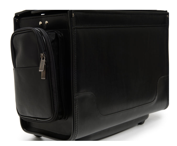 The Counselor 18" Professional Leather Rolling Catalog Case Black