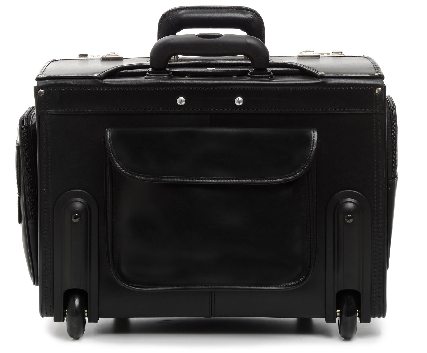 The Counselor 18" Professional Leather Rolling Catalog Case Black