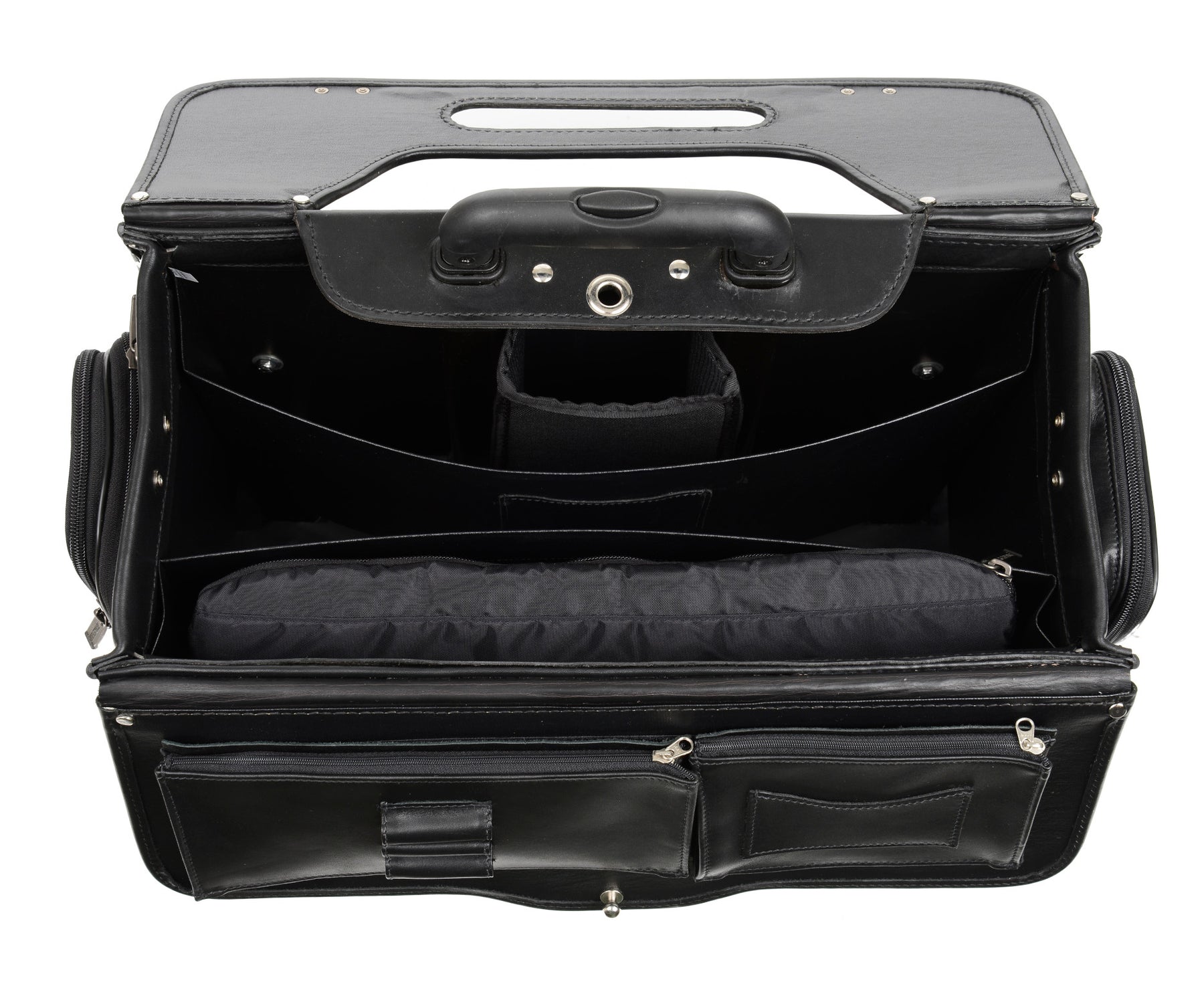 The Counselor 18" Professional Leather Rolling Catalog Case Black