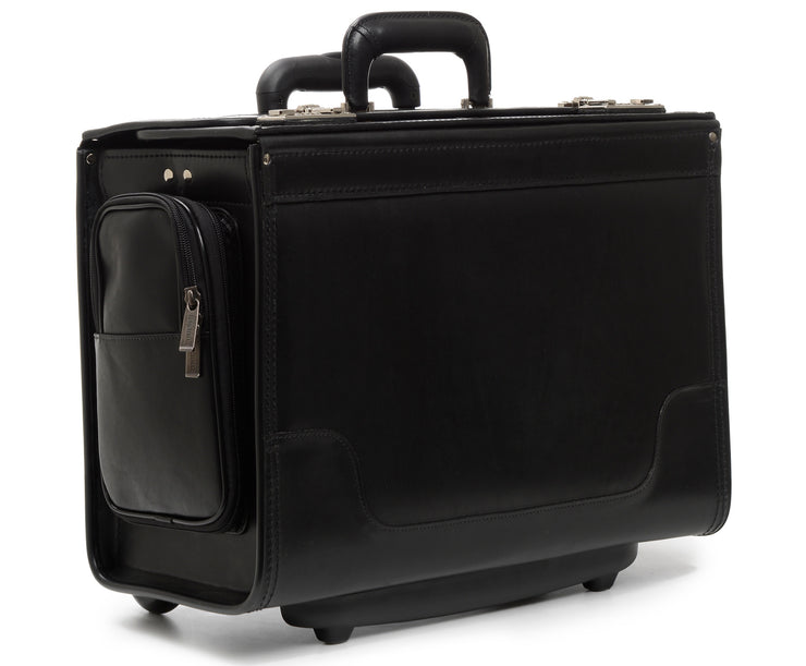 The Counselor 18" Professional Leather Rolling Catalog Case Black