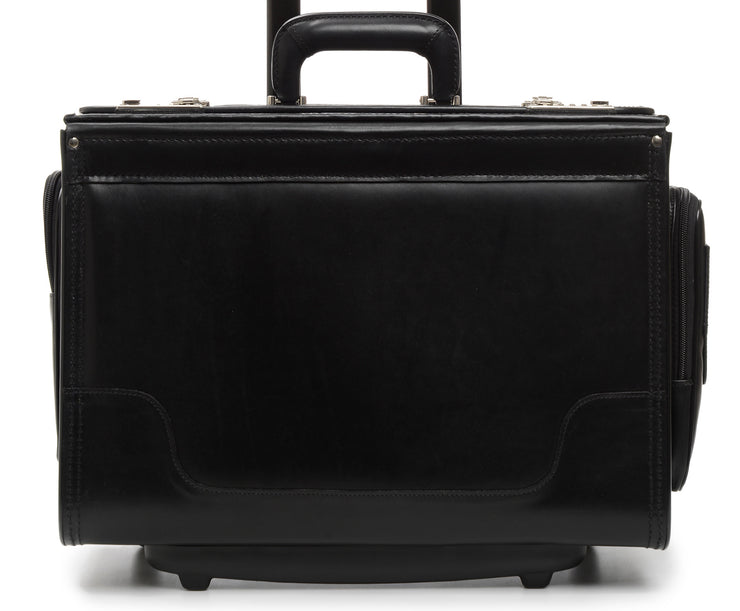The Counselor 18" Professional Leather Rolling Catalog Case Black
