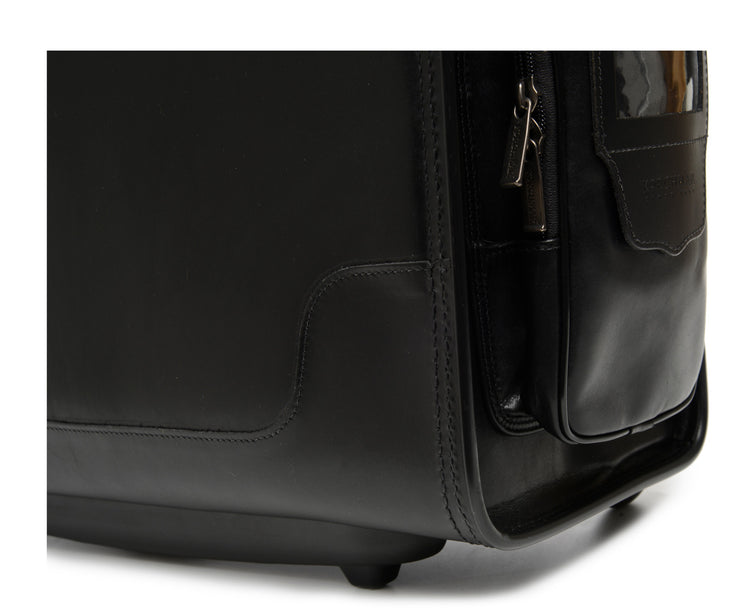 The Counselor 18" Professional Leather Rolling Catalog Case Black