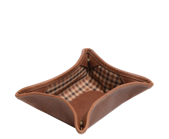 Espresso Leather Change Tray Handcrafted in our USA factory, the Dunbar is an 8" full grain leather change tray.