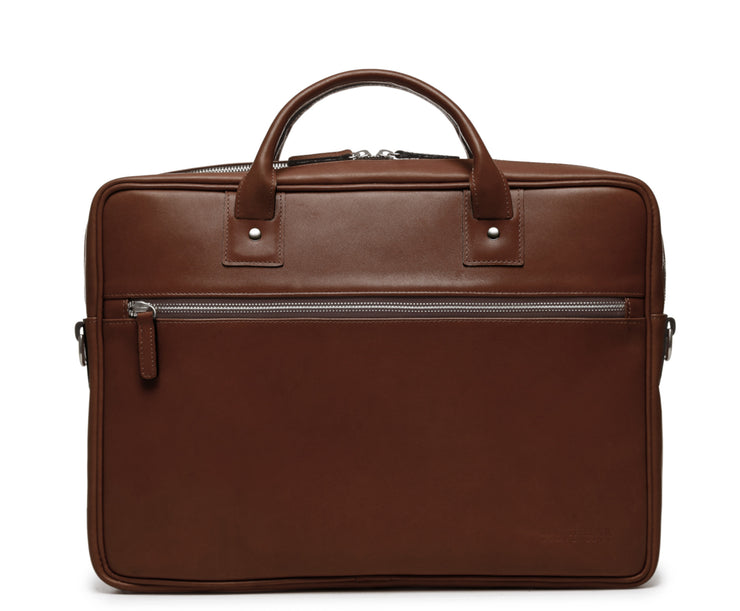 Korchmar - Full Grain Leather Slim Briefcase | Fits Most 15