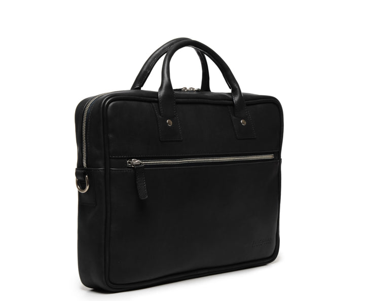 Black Hover Slim Leather Briefcase #color_black