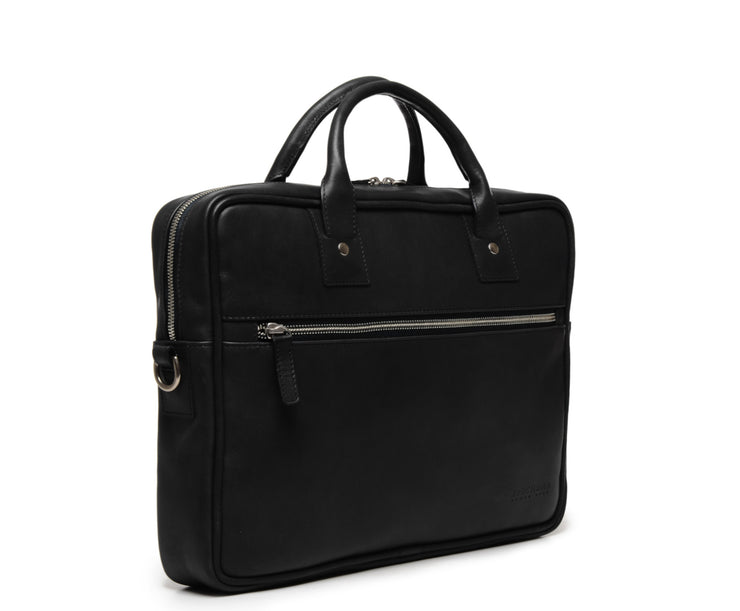 Black Hover Slim Leather Briefcase