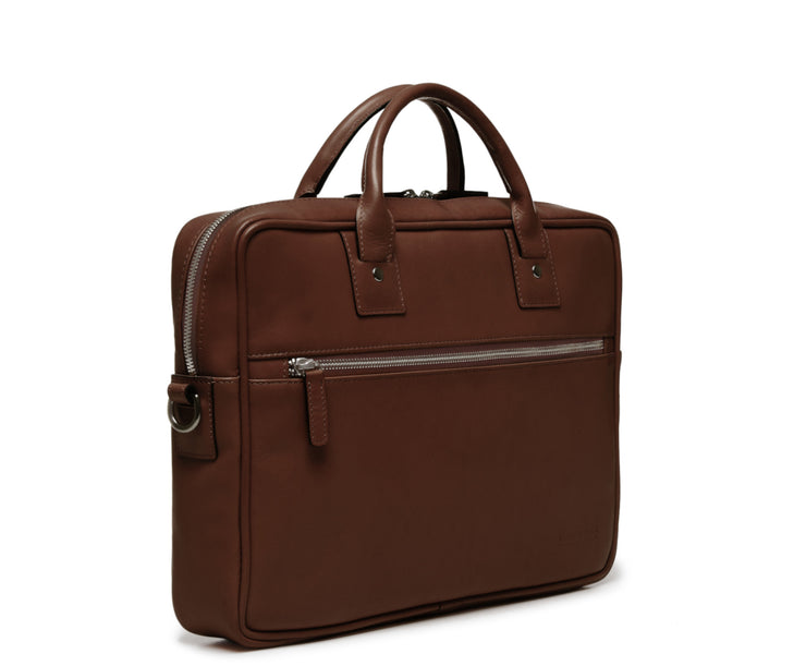 Brown Hover Slim Leather Briefcase